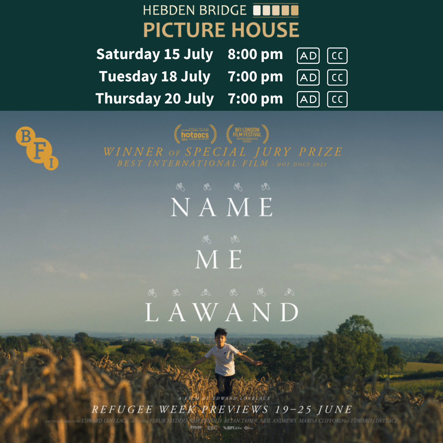 Name Me Lawand Film Screening Poster at Hedben Bridge Picture House